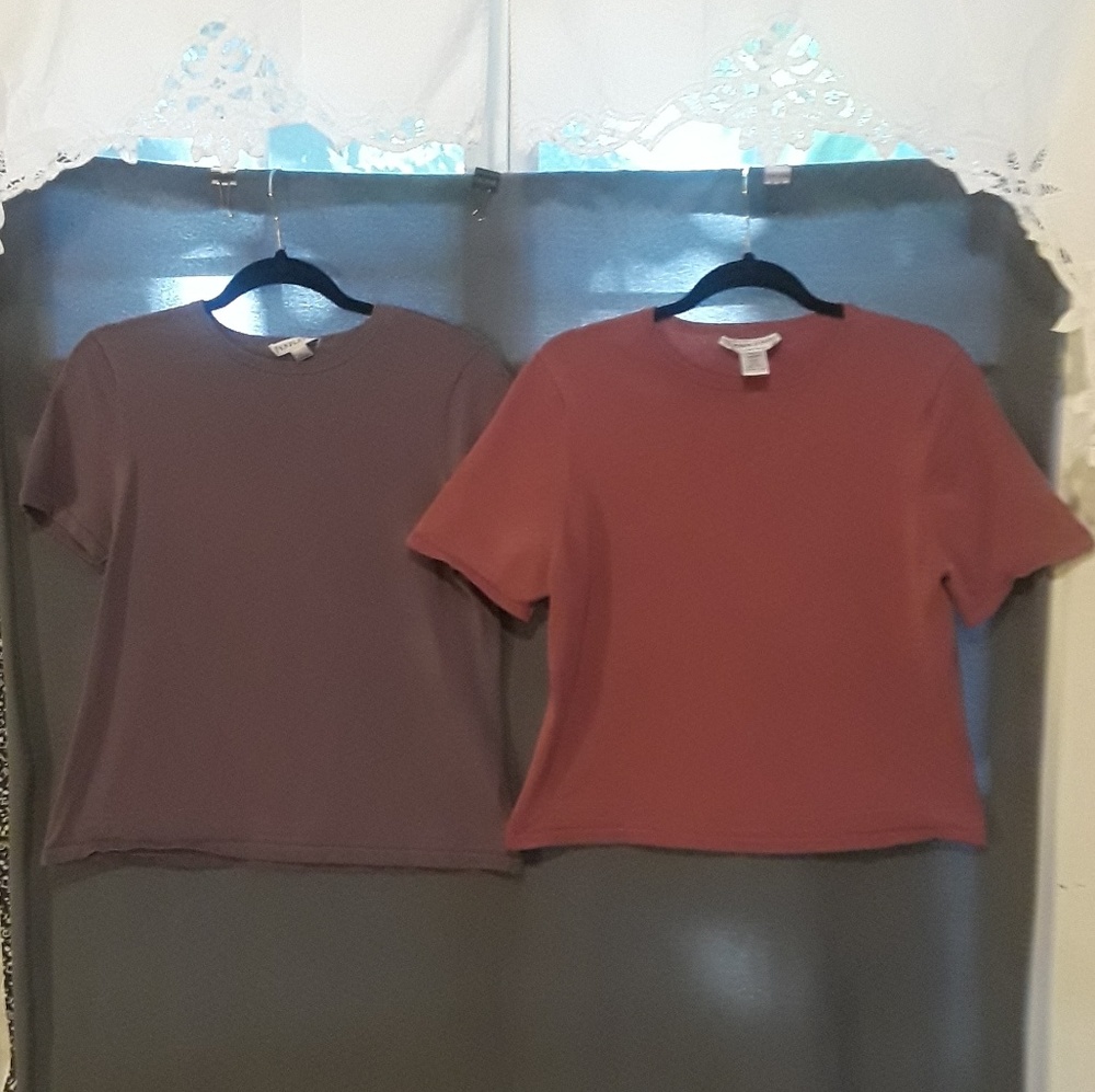 Two plain pendleton tops